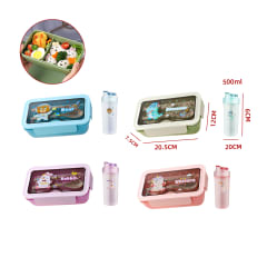 CAJA LONCHERA CON CUBIERTO Y BOTELLAS  7.5X20.5X12CM 6X20CM 500ML 