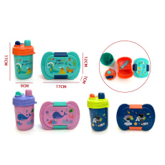 CAJA LONCHERA CON CUBIERTO Y BOTELLAS  17X12X7CM 9X17CM