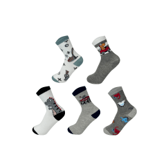 CALCETIN NIÑO MEDIA CAÑA DINOSAURIO GRIS 3-6 AÑOS