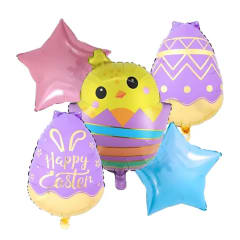 SET DE GLOBOS METALICOS POLLITO DE PASCUA