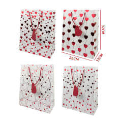 BOLSA DE REGALO CORAZONES ROJOS 32X26X12CM