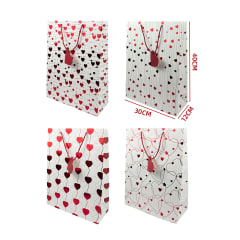 BOLSA DE REGALO CORAZONES ROJOS 40X30X12CM