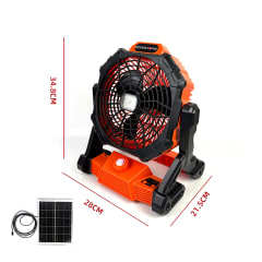 VENTILADOR SOLAR PORTATIL CON LUZ LED 34.8X28X21.5CM