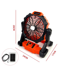VENTILADOR SOLAR PORTATIL CON LUZ LED 28X24X17CM