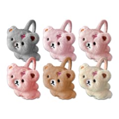 OREJERAS  PLUSH LISO PELUCHE OSO FLOR | 12 UNID