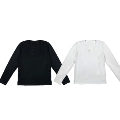 CAMISETA DE NIÑA JUVENIL ALGODÓN MANGA LARGA NEGRO/BLANCO  | 12 UNID