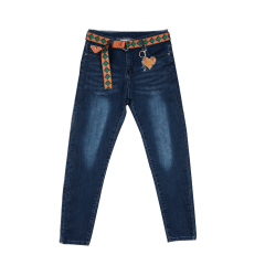 PANTALON JEANS MUJER CON CINTURON AZUL CORAZON | 12 UNID