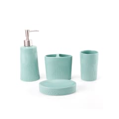 SET DE BAÑO CELESTE CERAMICA 4 PIEZAS | 6 UNID