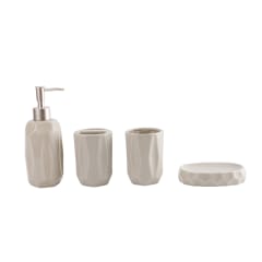 SET DE BAÑO BEIGE CERAMICA 4 PIEZAS | 6 UNID