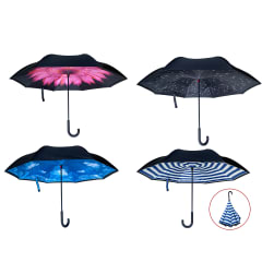 PARAGUAS INVERTIDO CON DISEÑO DOBLE CAPA 60CM | 48 UNID