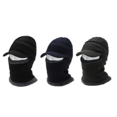 GORRO TAPA OREJAS VISERA CON CUELLO HOMBRE LISO PLUSH | 12 UNID