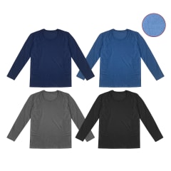 CAMISETA DE HOMBRE CON POLAR CUELLO REDONDO STRETCH  LISO | 12 UNID