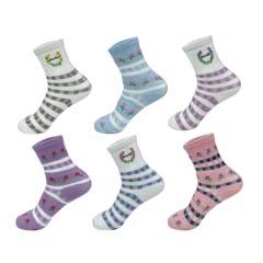 CALCETINES DE NIÑA DISEÑO FLORES TALLA 3-6| 12 UNID