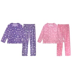 PIJAMA DE MUJER PLUSH CON DISEÑO ROSADO/MORADO | 12 UNID