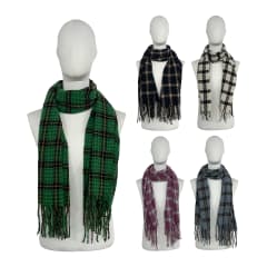 BUFANDA GRUESA CON BORLAS DISEÑO CUADRO 50X180CM