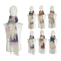 BUFANDA GRUESA CON BORLAS FRANJAS 50X180CM