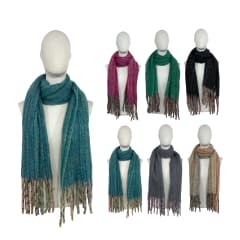 BUFANDA GRUESA CON BORLAS JASPEADO 50X180CM