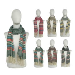 BUFANDA GRUESA CON BORLAS LINEAS  50X180CM