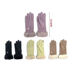 GUANTE DE MUJER COLOR LISO PELUDO CON POLAR FORRADO TACTIL 23.5CM