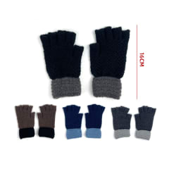GUANTE DE HOMBRE LANA DEDOS MEDIO LISO 16CM
