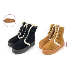 BOTIN CAÑA ALTA CON CORDONES INTERIOR PELUDO T.36-41