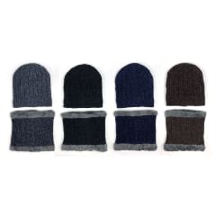 CONJUNTO ADULTO GORRO Y CUELLO DOBLE CAPA PLUSH ACANALADO