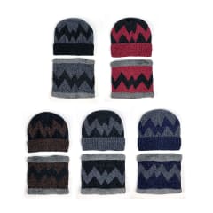 CONJUNTO ADULTO GORRO Y CUELLO DOBLE CAPA PLUSH LINEAS