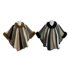 PONCHO ABIERTO GRUESO CON BROCHE 110X160CM