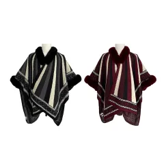 PONCHO ABIERTO GRUESO LINEAS 110X160CM