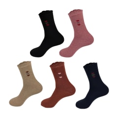 CALCETIN MUJER TOALLA MEDIA CAÑA DISEÑO CORAZON