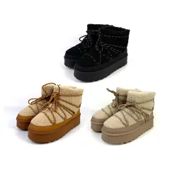 BOTIN CAÑA MEDIA MUJER CON PLATAFORMA Y CORDONES 36-41