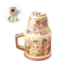 JARRA CON TAZA FLORES 700ML