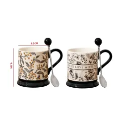 TAZA ALTA FLORAL 8.5×9.7CM + CUCHARA