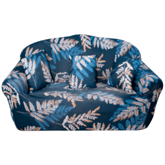 CUBRE SOFÁ AZUL HOJAS 3 CUERPOS 190X230CM  | 6 UNID