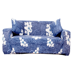 CUBRE SOFÁ FONDO AZUL/FLORES  3 CUERPOS 190X230CM | 6 UNID