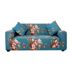 CUBRE SOFÁ FONDO AZUL/ROSAS  3 CUERPO 190X230CM | 6 UNID 