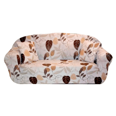 CUBRE SOFÁ HOJAS CAFÉ 3 CUERPOS 190X230CM | 6 UNID