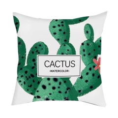 COJIN DECORATIVO ESTAMPADO FONDO BLANCO CACTUS  43X43CM | 6 UNID