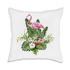 COJIN DECORATIVO ESTAMPADO PLANTAS Y FLAMENCO 43X43CM | 6 UNID