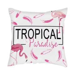 COJIN DECORATIVO ESTAMPADO FLAMENCO TROPICAL PLUMAS 43X43CM | 6 UNID