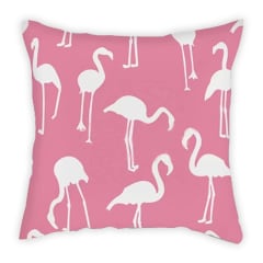 COJIN DECORATIVO ESTAMPADO FLAMENCO COLORES ROSADO 43X43CM | 6 UNID
