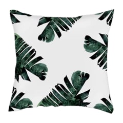COJIN DECORATIVO ESTAMPADO HOJAS FONDO COLOR BLANCO 43X43CM | 6 UNID