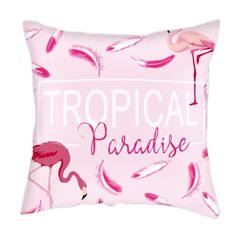 COJIN DECORATIVO ESTAMPADO FLAMENCO PLUMAS 43X43CM | 6 UNID