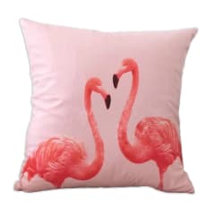 COJIN DECORATIVO ESTAMPADO FLAMENCOS ROSA  43X43CM | 6 UNID