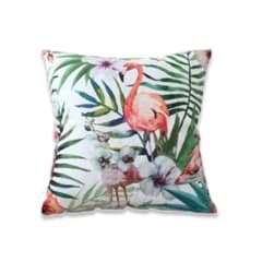 COJIN DECORATIVO ESTAMPADO FLAMENCO HOJAS 43X43CM | 6 UNID