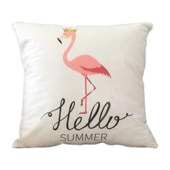 COJIN DECORATIVO ESTAMPADO FLAMENCO HELLO 43X43CM | 6 UNID