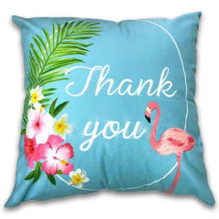 COJIN DECORATIVO ESTAMPADO FLAMENCO CELESTE 43X43CM| 6 UNID