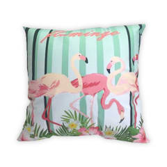 COJIN DECORATIVO ESTAMPADO FLAMENCO FRANJAS 43X43CM | 6 UNID