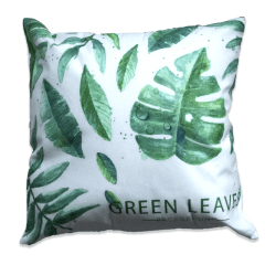 COJIN DECORATIVO ESTAMPADO GREEN LEAVES 43X43CM | 6 UNID