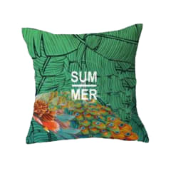 COJIN DECORATIVO ESTAMPADO PAVO REAL SUMER 43X43CM | 6 UNID